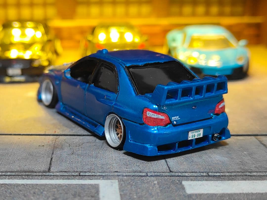 ホットウィールカスタム スバル インプレッサ フルエアロ ☆深リム☆トミカ改造☆
