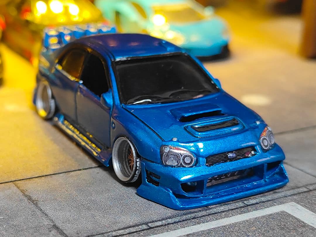 ホットウィールカスタム スバル インプレッサ フルエアロ ☆深リム☆トミカ改造☆