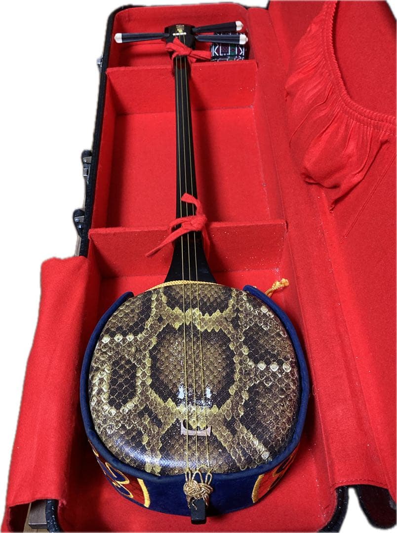 三味線 沖縄 楽譜付 合皮 クロコダイルケース付 楽器 ケース