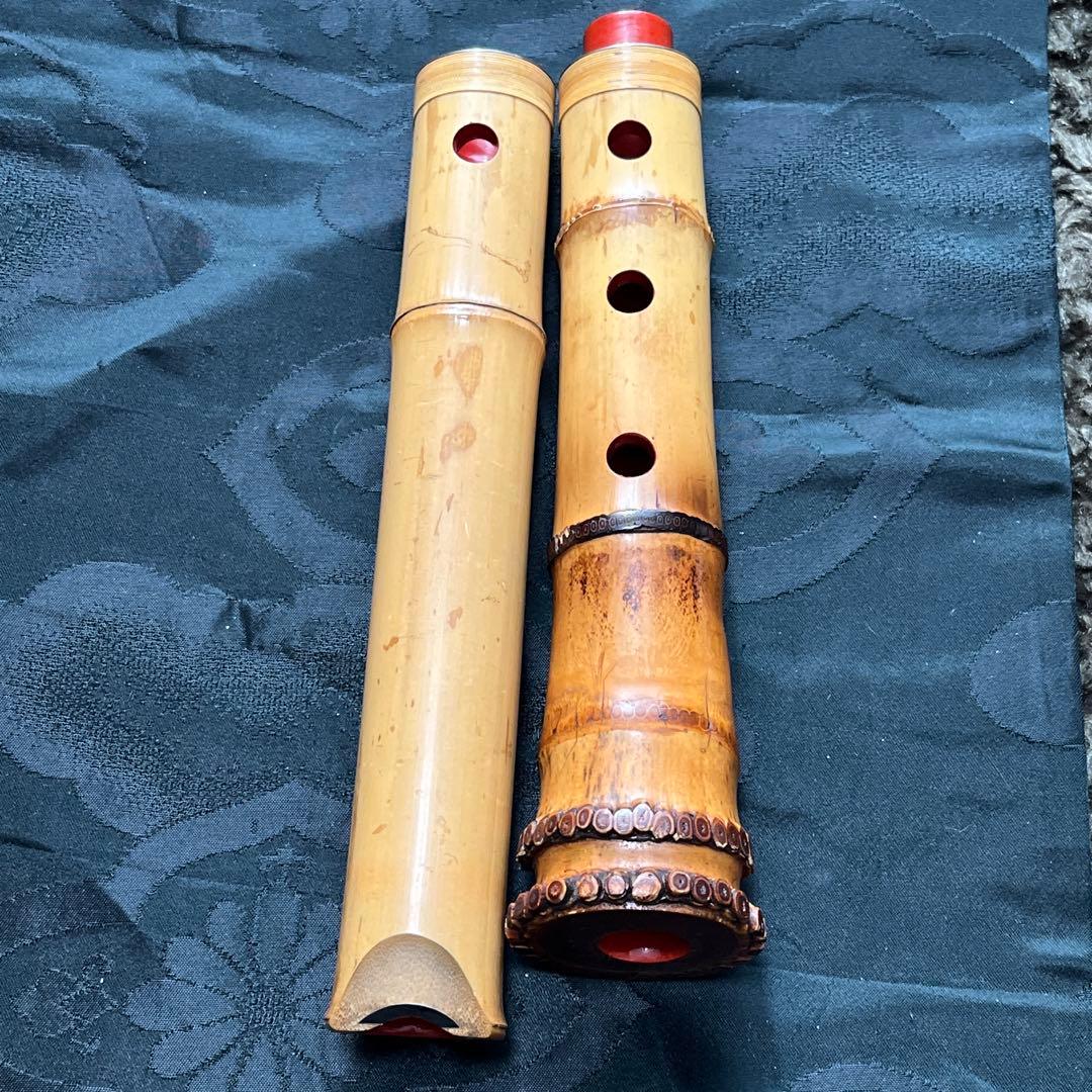 尺八 都山流 在銘 2印 短尺 中継ぎ緩み無し 籐巻き 銀一線【音出し確認済み】