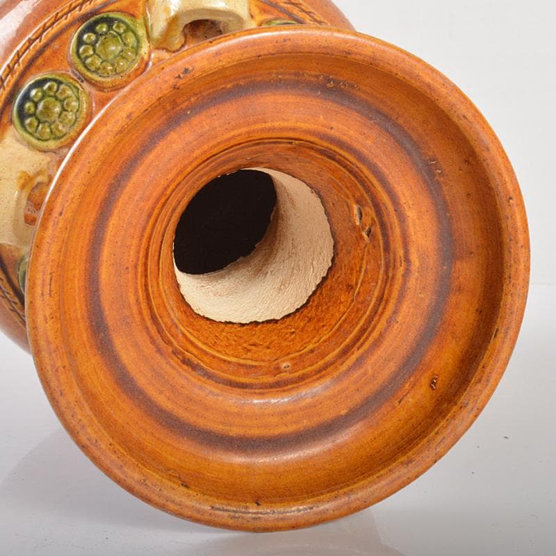 中国　唐三彩　四耳碗口瓶　高さ約29cm　V　R6419B