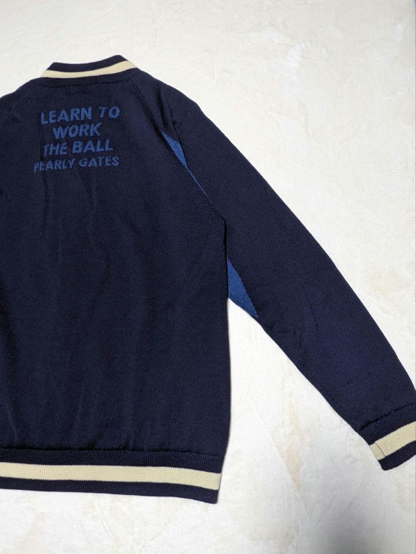 PEARLY GATES フルジップ ニット ジャケット 裏地付き 濃紺