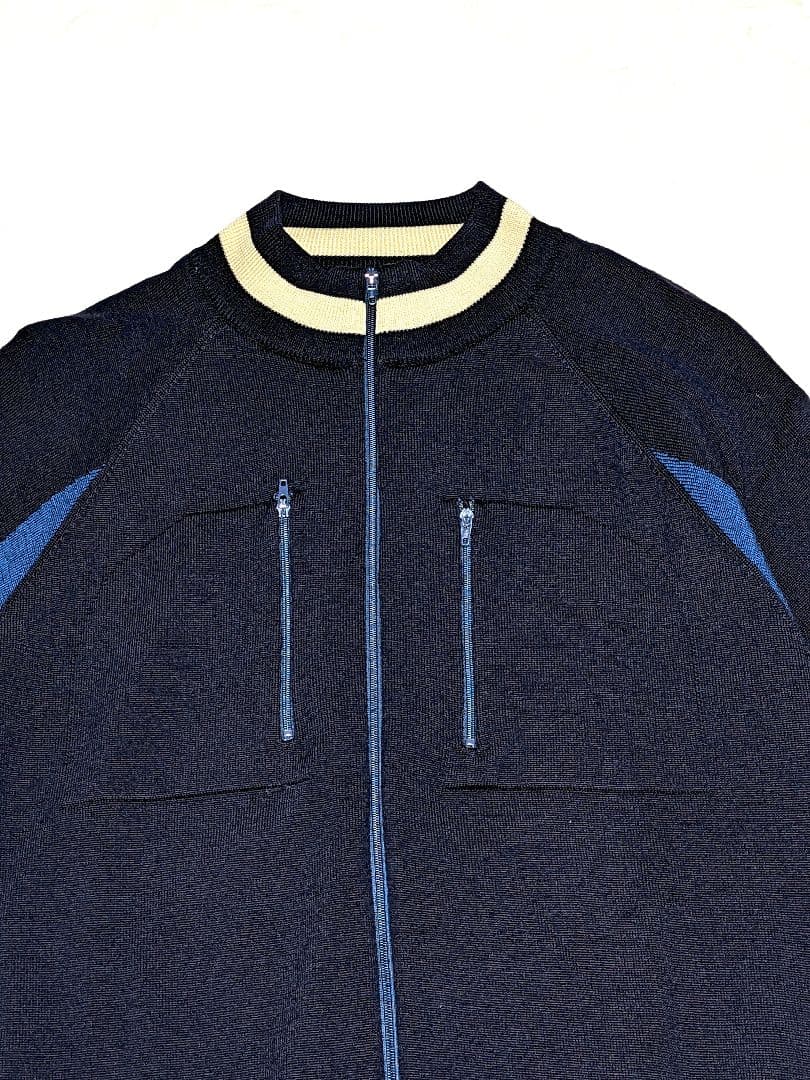 PEARLY GATES フルジップ ニット ジャケット 裏地付き 濃紺