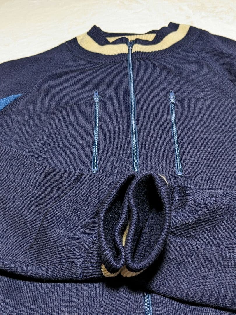 PEARLY GATES フルジップ ニット ジャケット 裏地付き 濃紺