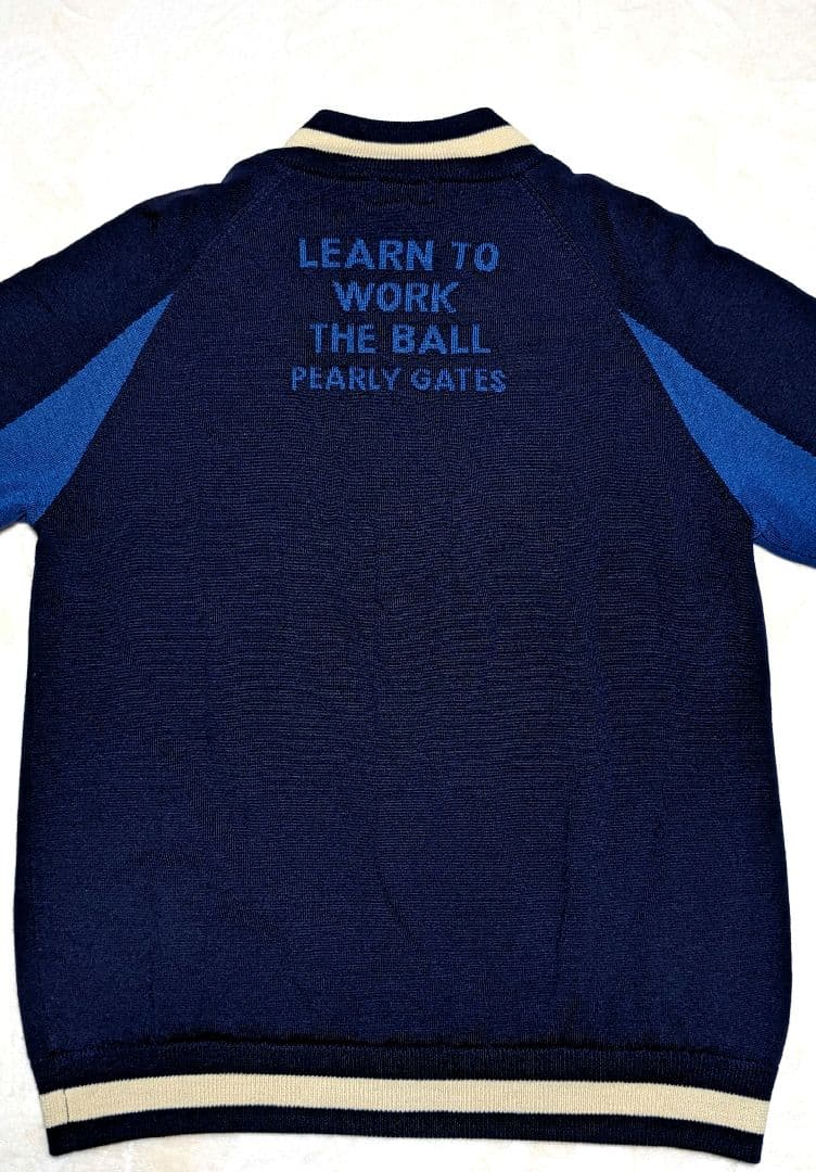 PEARLY GATES フルジップ ニット ジャケット 裏地付き 濃紺