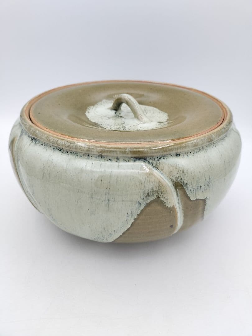 b164 【未使用】水指 捻梅 即中斎好 萬古 福森比路志 塗蓋付 木箱 茶道具