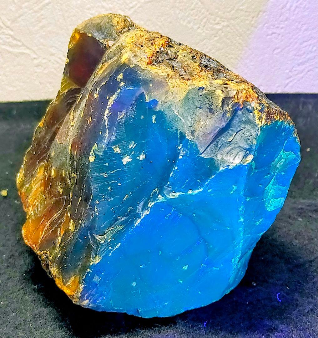 【別格 コレクター向：428g】超特大 ブルーアンバー インドネシア 琥珀 原石