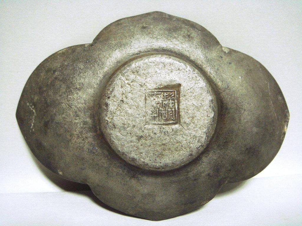 @624『中国美術 古錫 十字紋茶托 ５枚』/骨董品 古美術 古玩 アンティーク