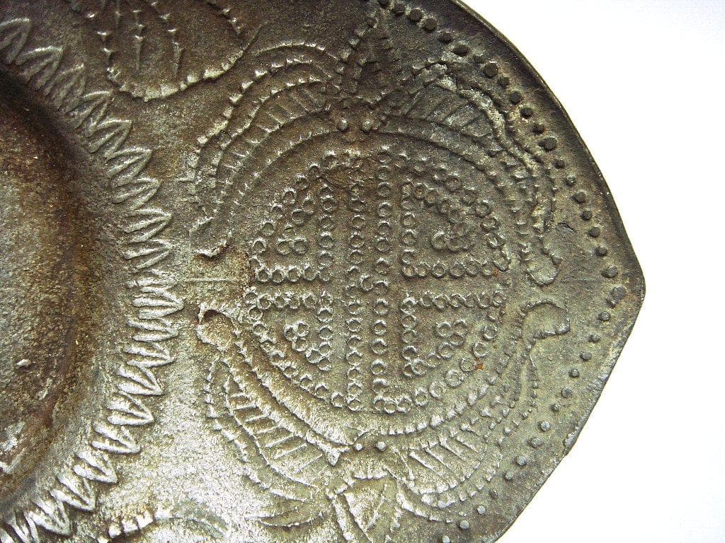 @624『中国美術 古錫 十字紋茶托 ５枚』/骨董品 古美術 古玩 アンティーク