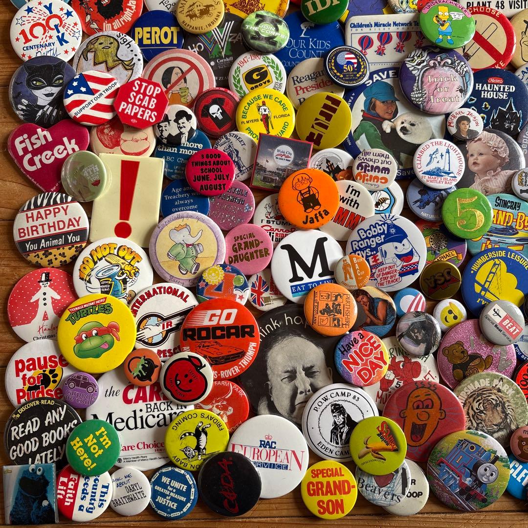 ヴィンテージ缶バッジ300個OVER ／US／UK VINTAGE