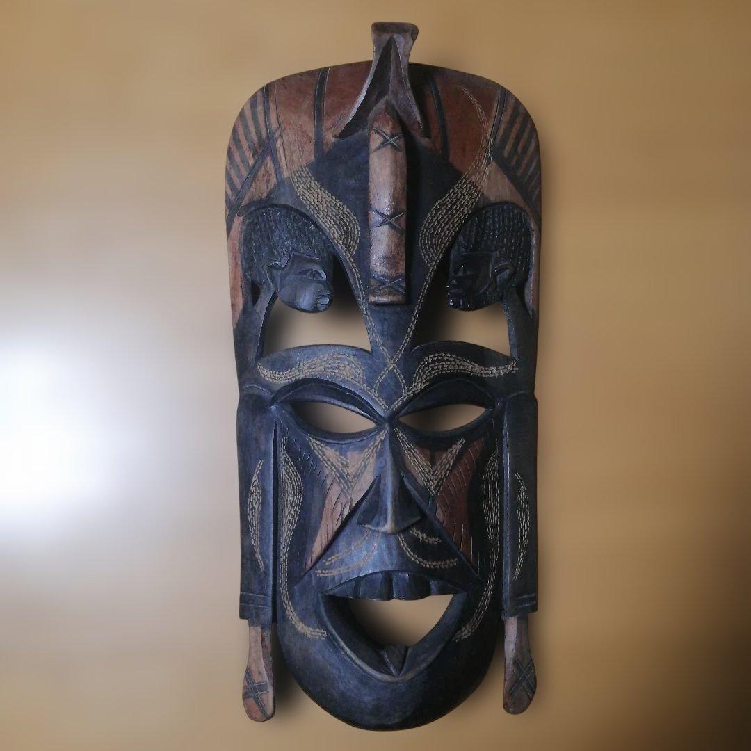 アフリカンマスク ケニア製 木製 大きめ