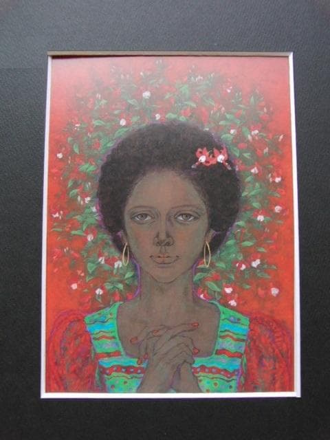 皆川千恵子、【女】、希少な額装用画集より、状態良好、新品額装付、日本人画家