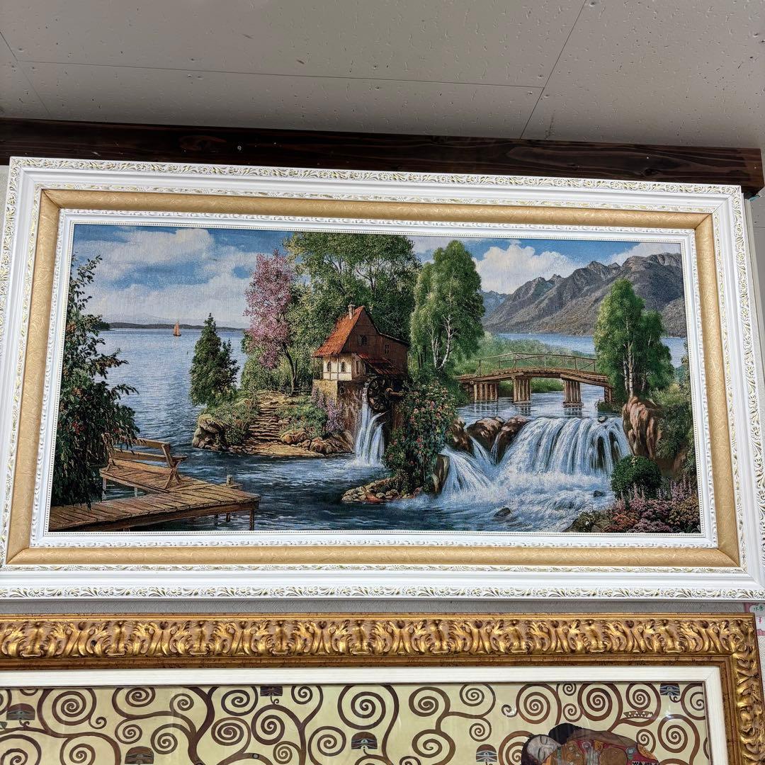 幅137×高さ77 自然の風景 水車小屋 絵画 アウトレット特価品 お買い得商品