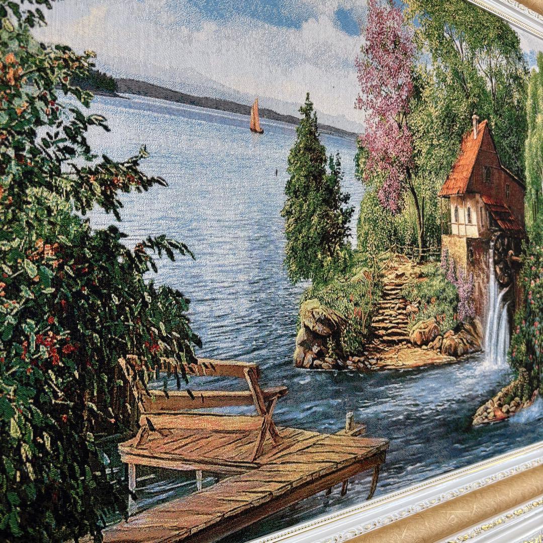 幅137×高さ77 自然の風景 水車小屋 絵画 アウトレット特価品 お買い得商品