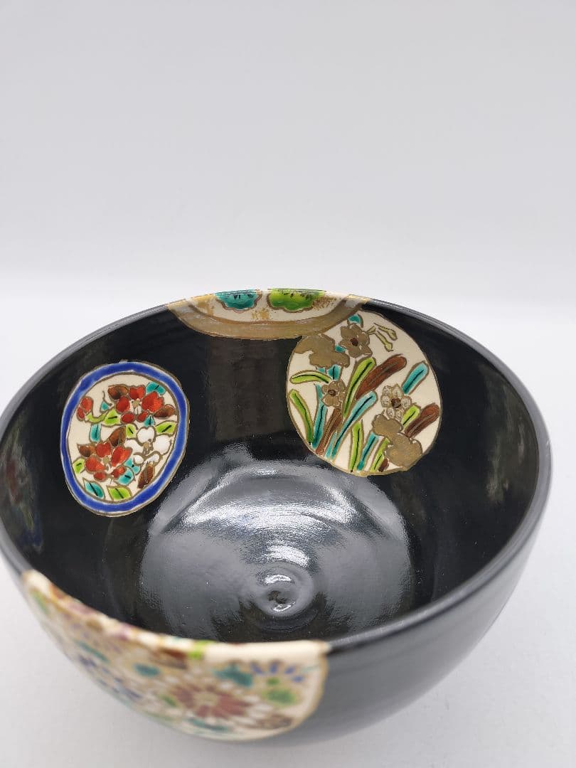 c550【新品・未使用】黒仁清 丸紋草花 加藤ひろ子 木箱 茶道具