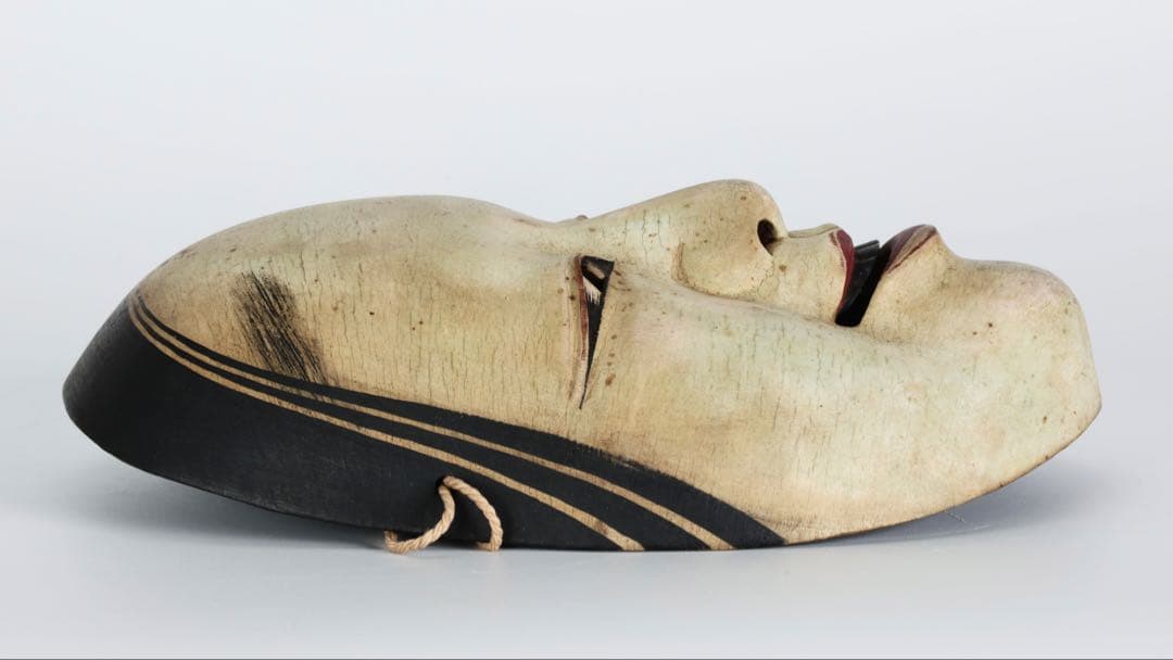 能面　お面　能面師 佐藤助雄 木彫能面 小面 在銘 箱付 狂言 能楽