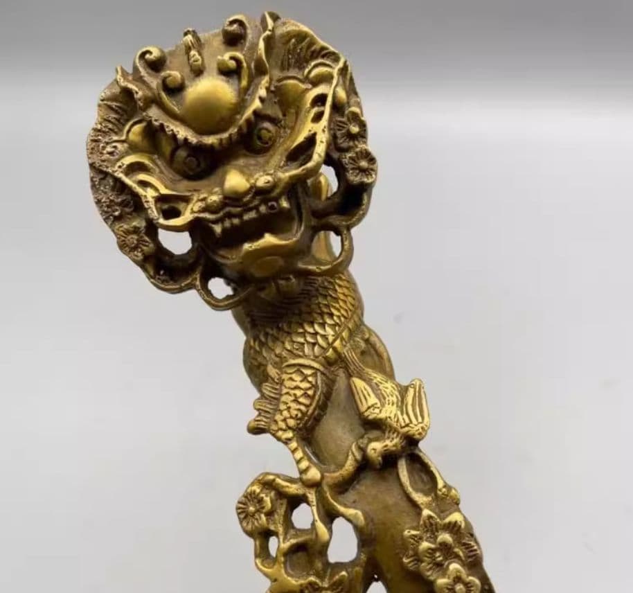 銅 細工 龍如意 リビング 玄関 書架 装飾品 工芸品 置物