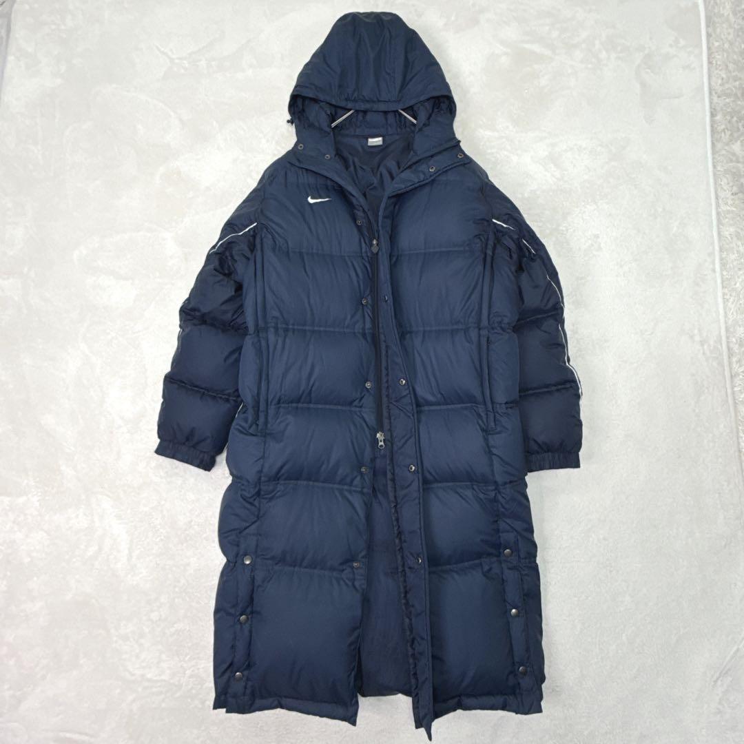 美品✨ Nike　ベンチコート　L　肉厚 極暖 ロング ダウンコート　ネイビー