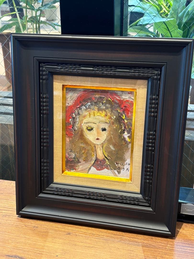 油彩 赤い帽子 絵画　織田廣喜　少女　織田ひろき　美術　おだひろき 少女