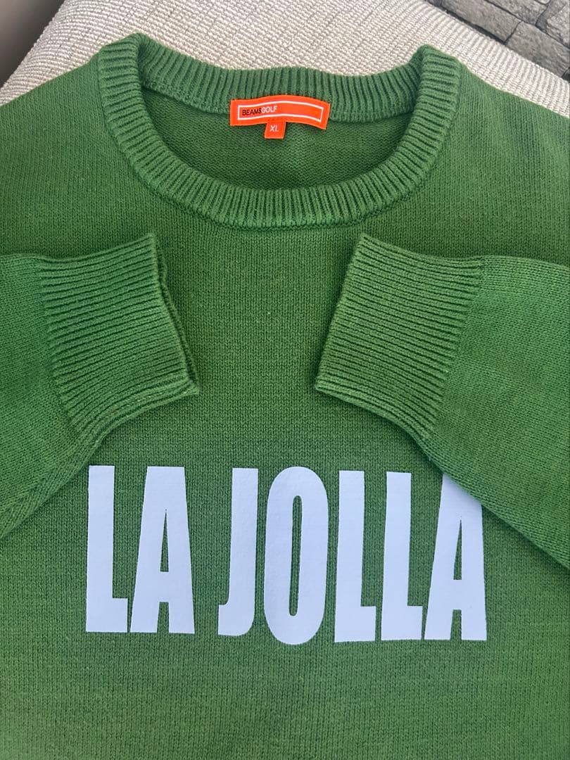 BEAMS GOLF /ロゴプリントミドルゲージニットXL