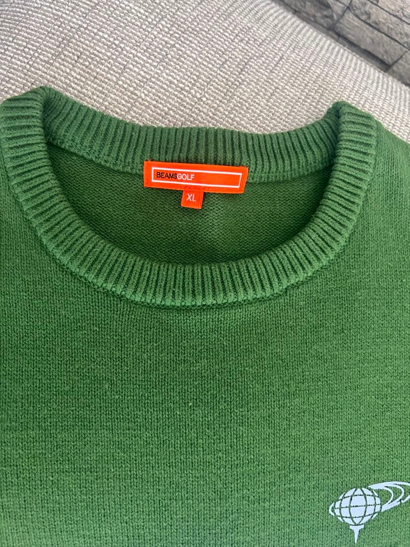 BEAMS GOLF /ロゴプリントミドルゲージニットXL