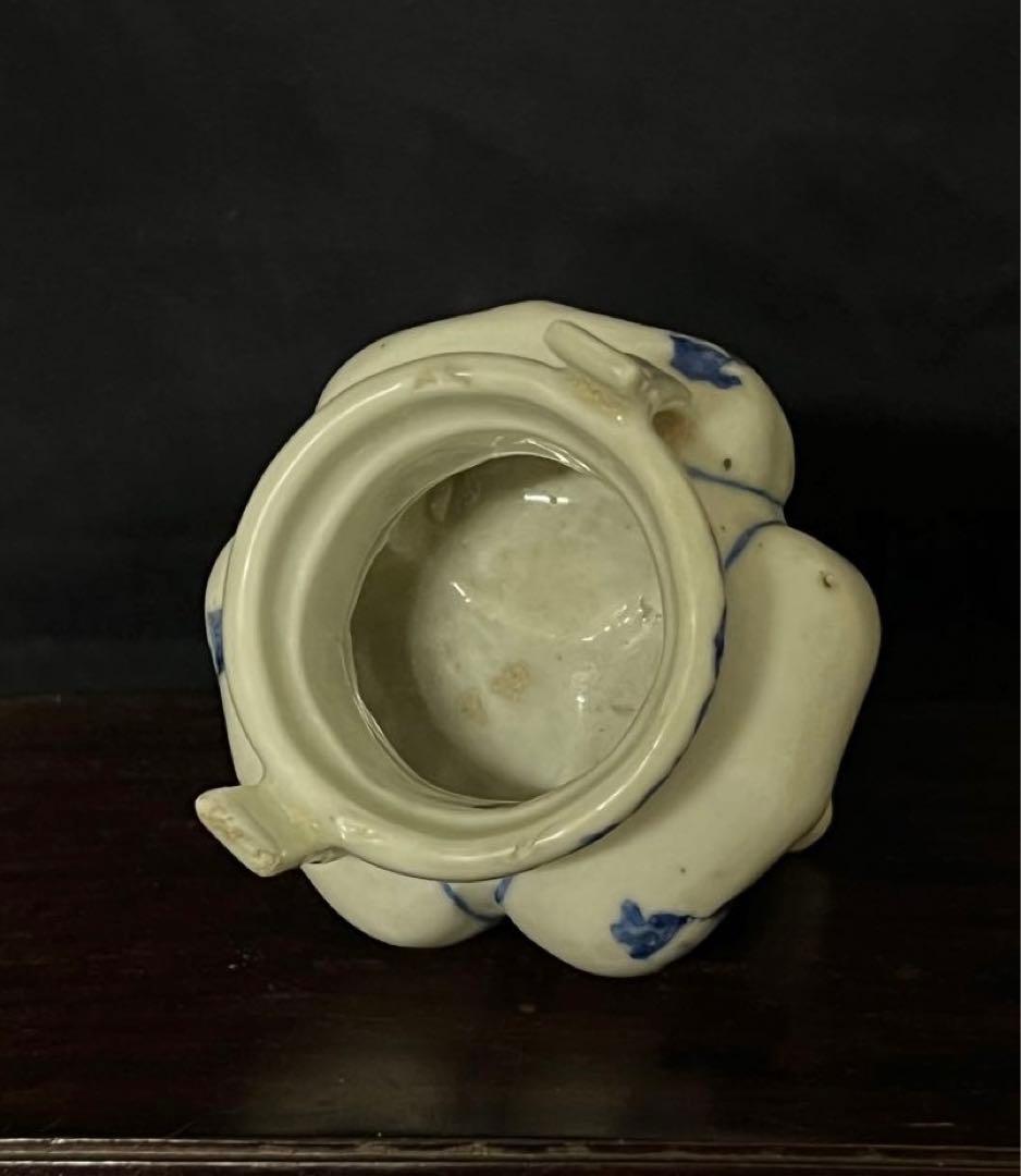 古美術　染付人物香炉　XG44-4