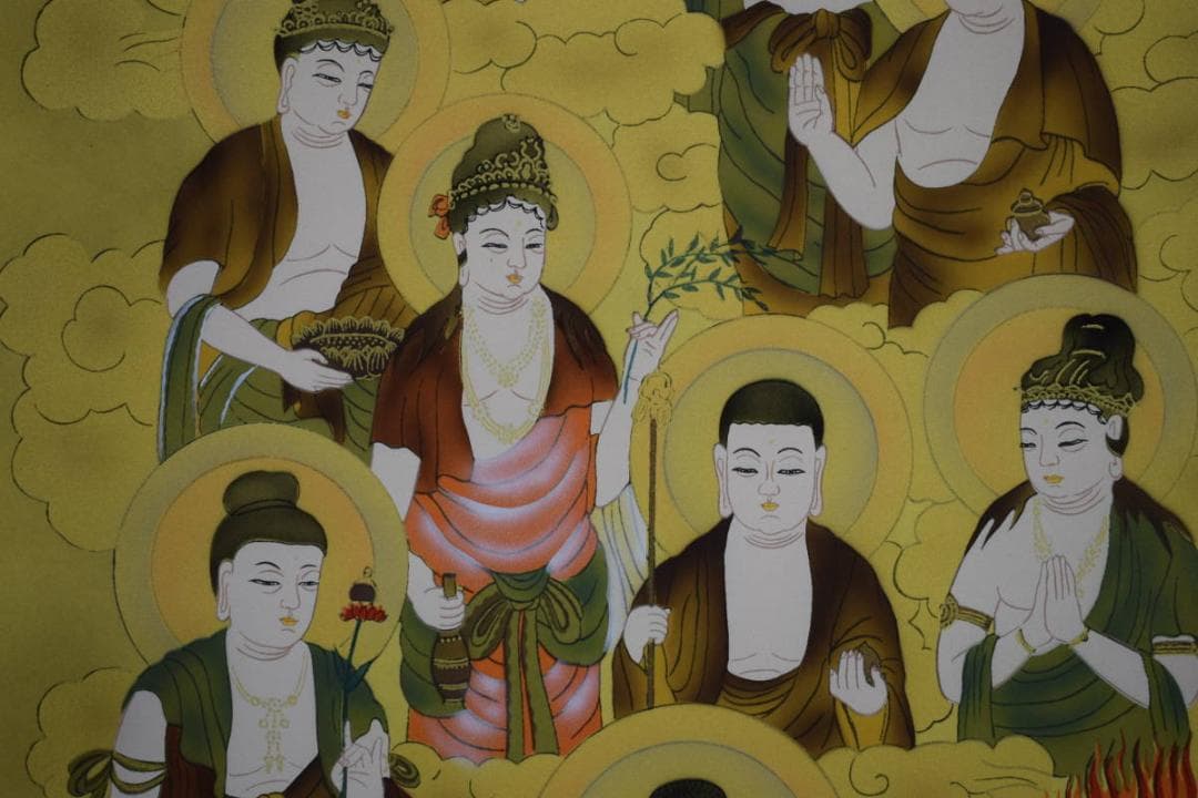 真作/泉紫香/十三佛図/十三仏図/桐共箱付/布袋屋掛軸HH-730