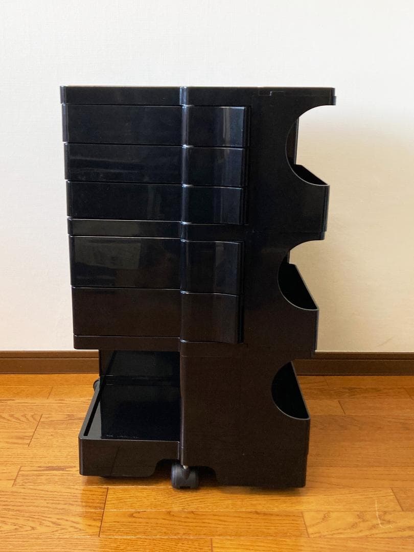 ボビーワゴン3段5トレイ　ブラック　正規品　ウッド天板2枚付き　収納ワゴン