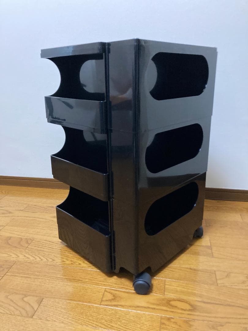ボビーワゴン3段5トレイ　ブラック　正規品　ウッド天板2枚付き　収納ワゴン