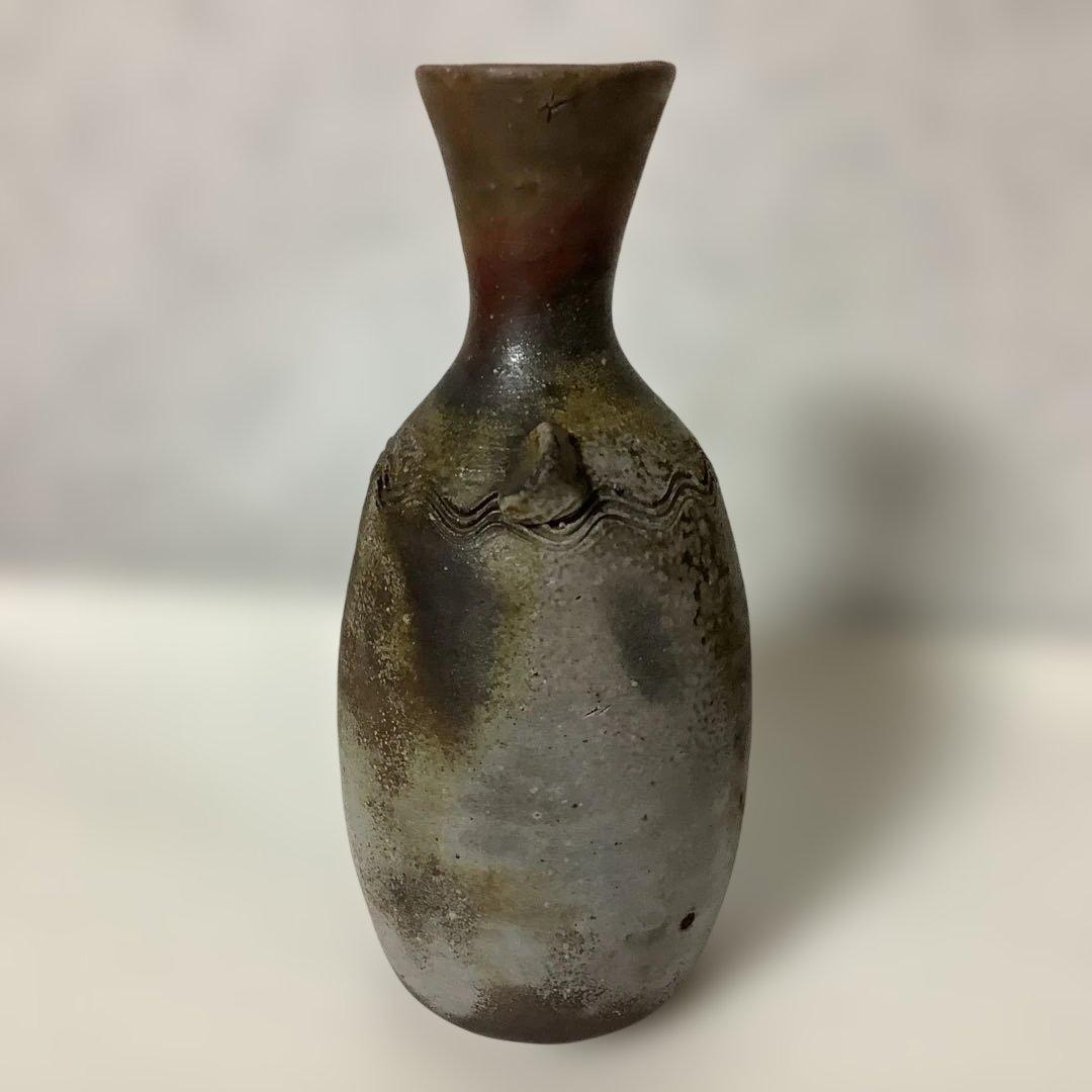 アンティーク　備前焼　花瓶　花入　陶春　徳田兼春　陶春作　箱付　美品　華道　花道