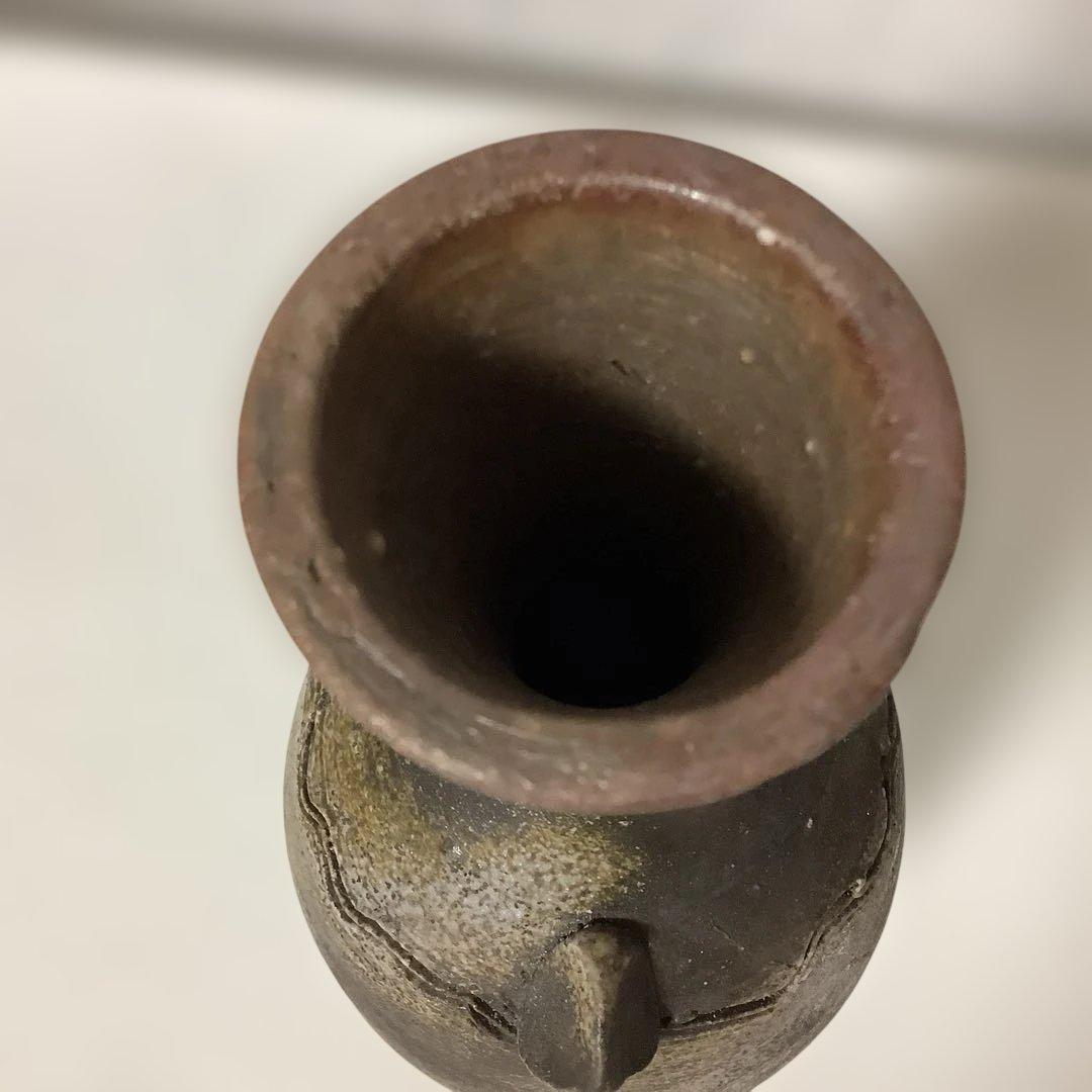 アンティーク　備前焼　花瓶　花入　陶春　徳田兼春　陶春作　箱付　美品　華道　花道