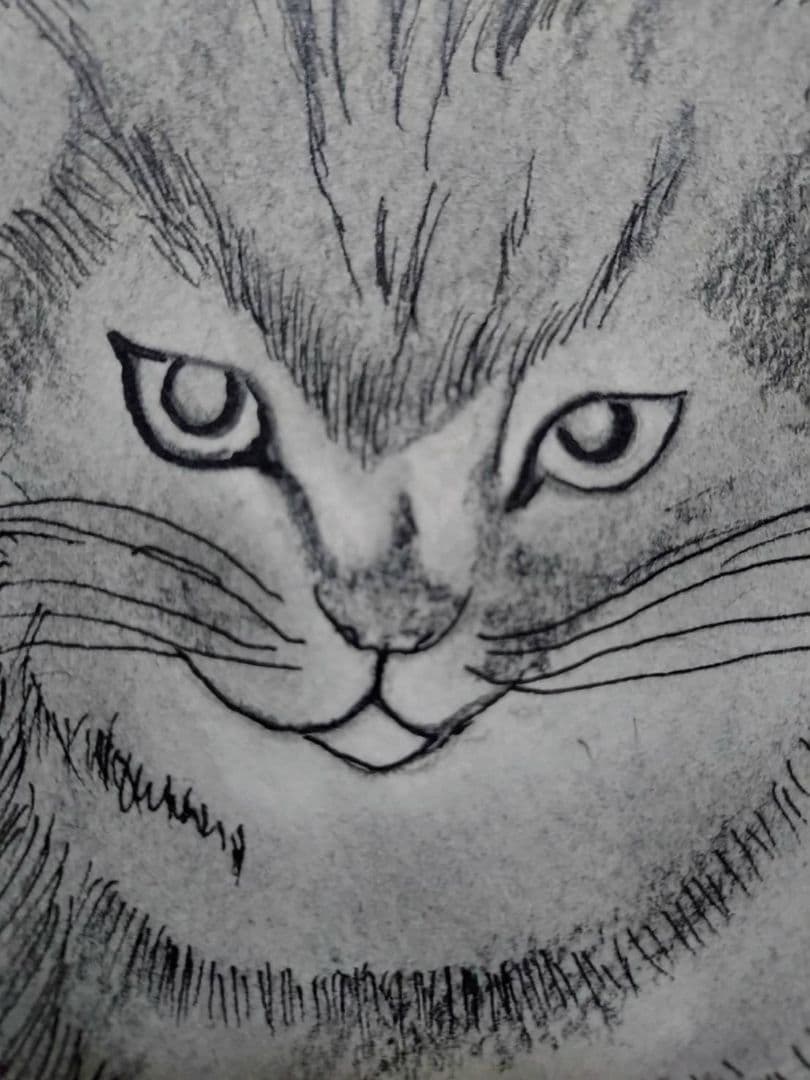 藤田嗣治【座る子猫】手描き作品/表裏サイン・鑑定書有り/鉛筆/逸品/額縁/額装