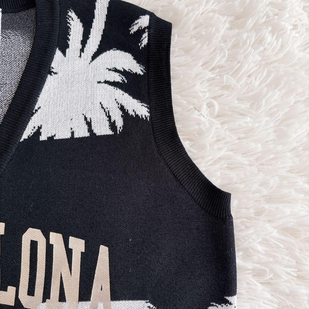 美品 マークアンドロナ パームツリー ニットベスト ゴルフ y2k 黒