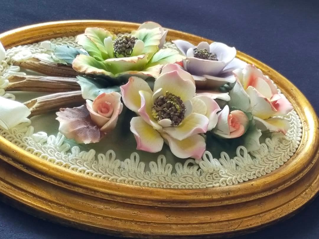 アンティーク フラワーオーバルフレーム ゴールド