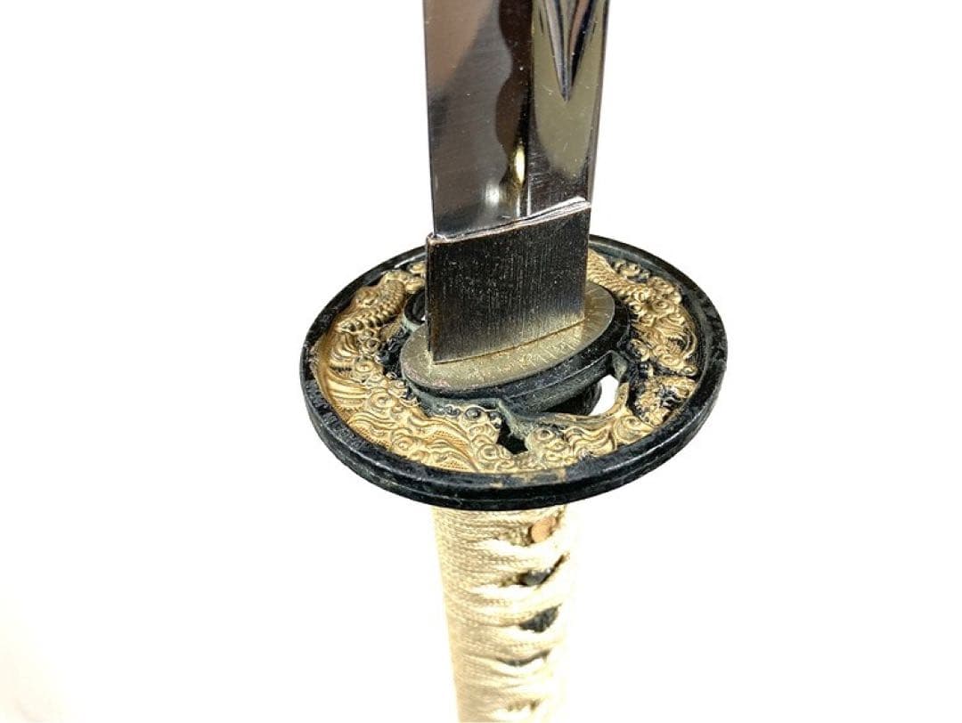 模造刀 2本セット 彫金 竜金 竜刀身 太刀 小太刀 刀置き付き