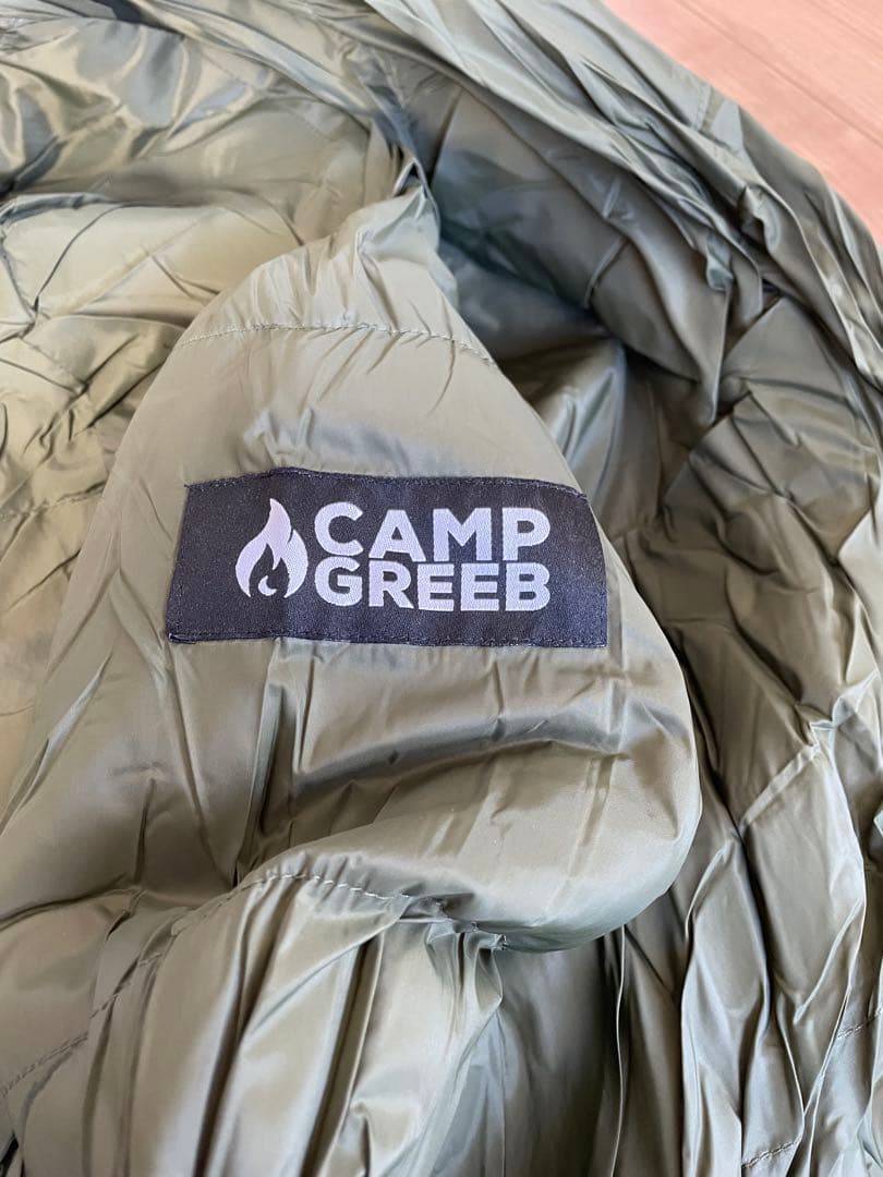 ⚛️ シュラフ　ダウンシュラフ 秋冬春用 寝袋 ダウン マミー型　カーキ　キャンプ