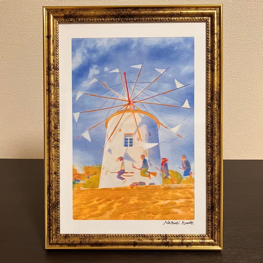 ジブリアート12 魔女の宅急便より「太陽の風車」　額装品　32.7㎝×24.0㎝