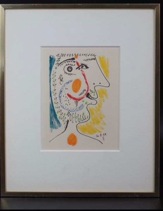 送料無料　ピカソ版画　1964年作品　画寸21×13.5ｃｍ