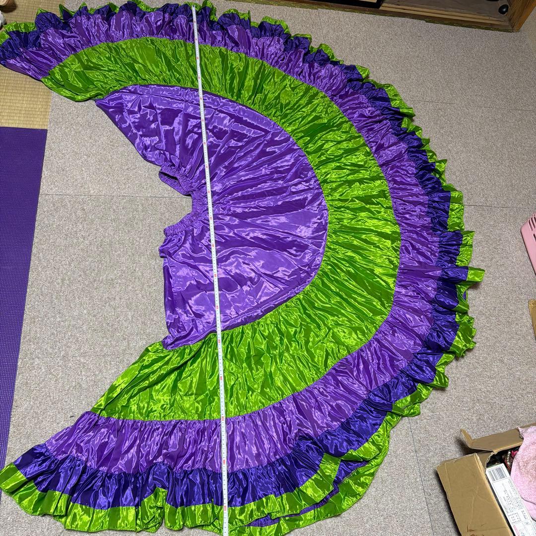 ベリーダンス用フリルスカート 紫と緑