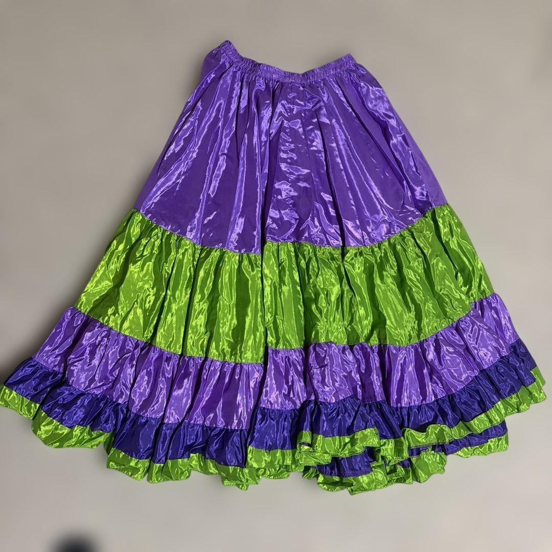 ベリーダンス用フリルスカート 紫と緑