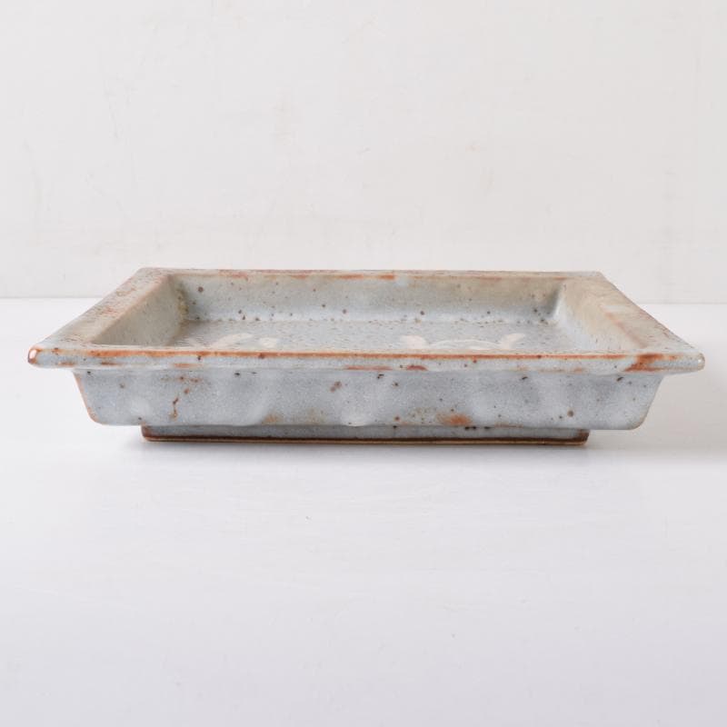 北大路魯山人作　鼠志野　四方鉢　裏千家十五代鵬雲斎極め箱　V　R8365