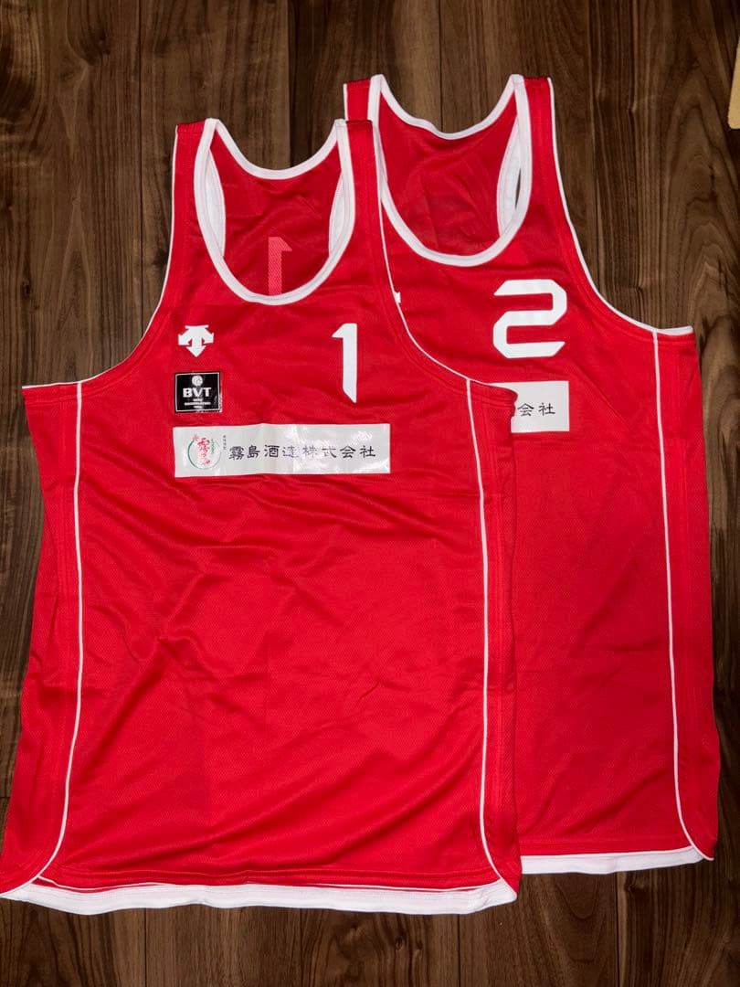 ビーチバレー　タンクトップ ユニフォーム　赤　セット　ロゴ（霧島酒造）