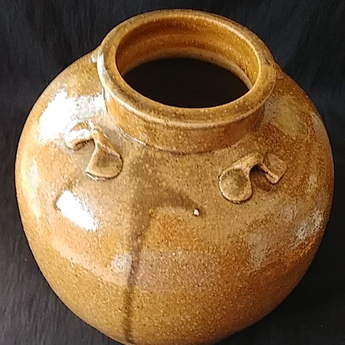 「*信楽(しがらき)*四耳(しじ)茶壺」焼小壺(高さ20cm) 骨董アンティーク