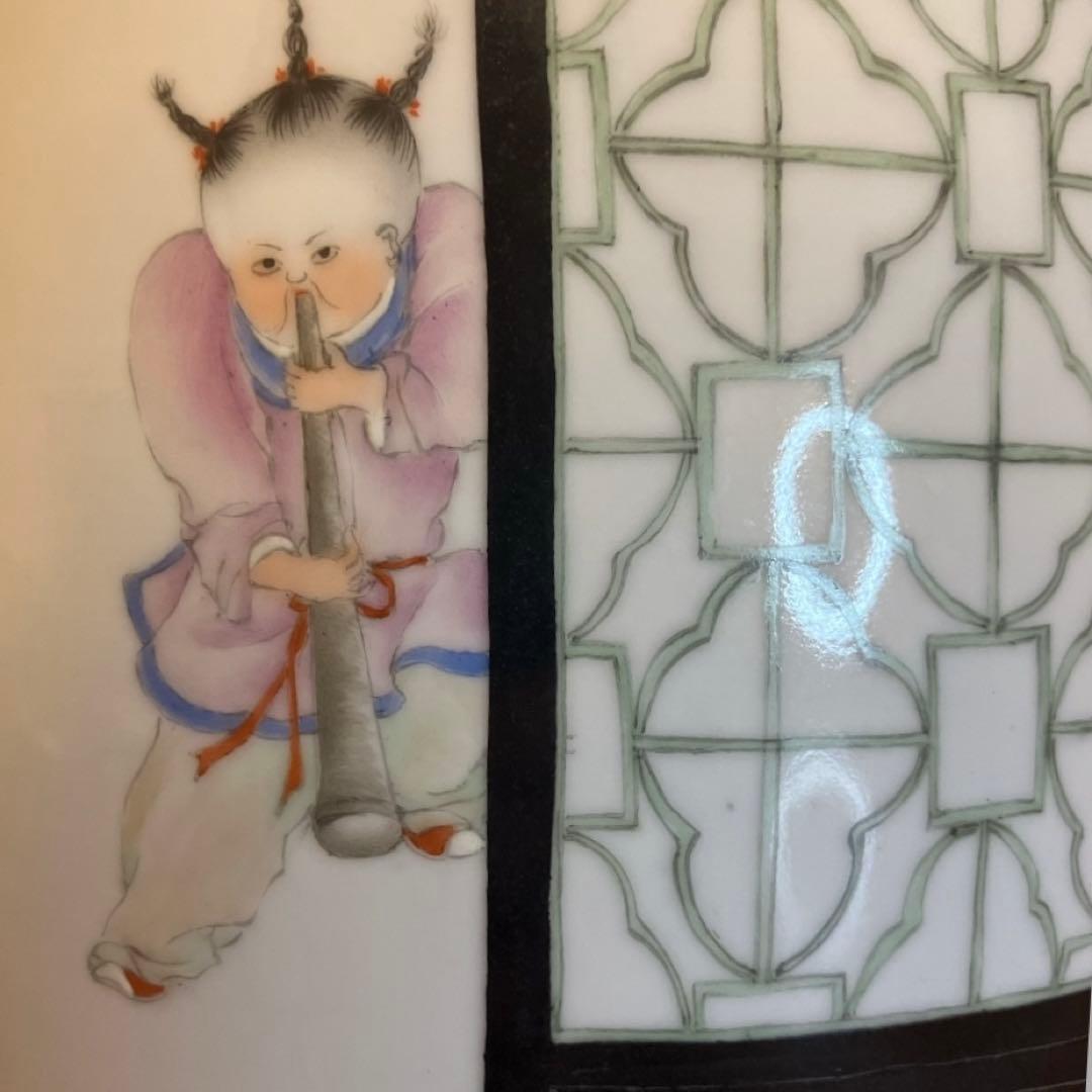 景徳鎮 童 壺 花瓶 中国 USED IN JAPAN