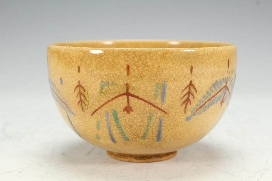 茶道具 古清水 しめ縄絵 茶碗 美品(K-BB519)