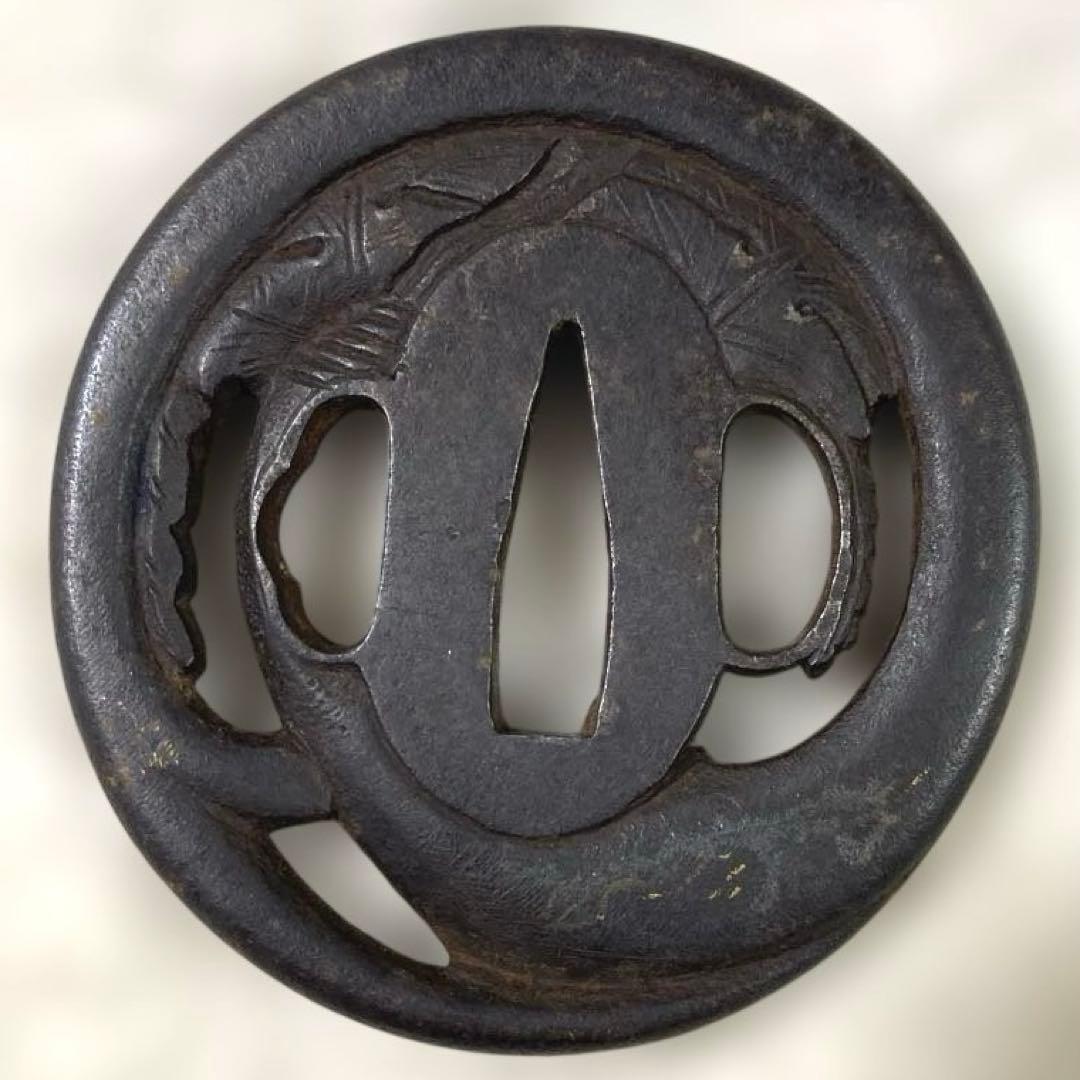 B-72 鍔　金象嵌　武具　刀装具　骨董品　時代物　日本　美術品　工芸品