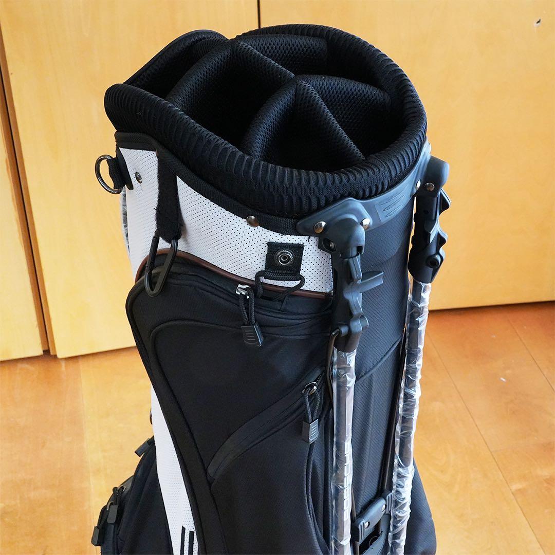 [未使用] Porsche キャディバッグ ブラック/ホワイト/焦茶のパイピング