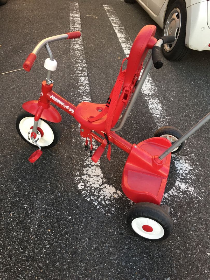 2人乗り三輪車（1人は立ち乗り）　ラジオフライヤー　フード付き　親用ハンドル付き