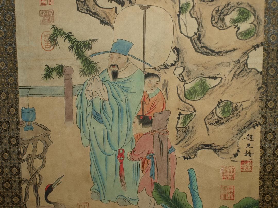 中国　北宋の画家　作 掛け軸　捲り　肉筆絵　保証 BD311A13-2