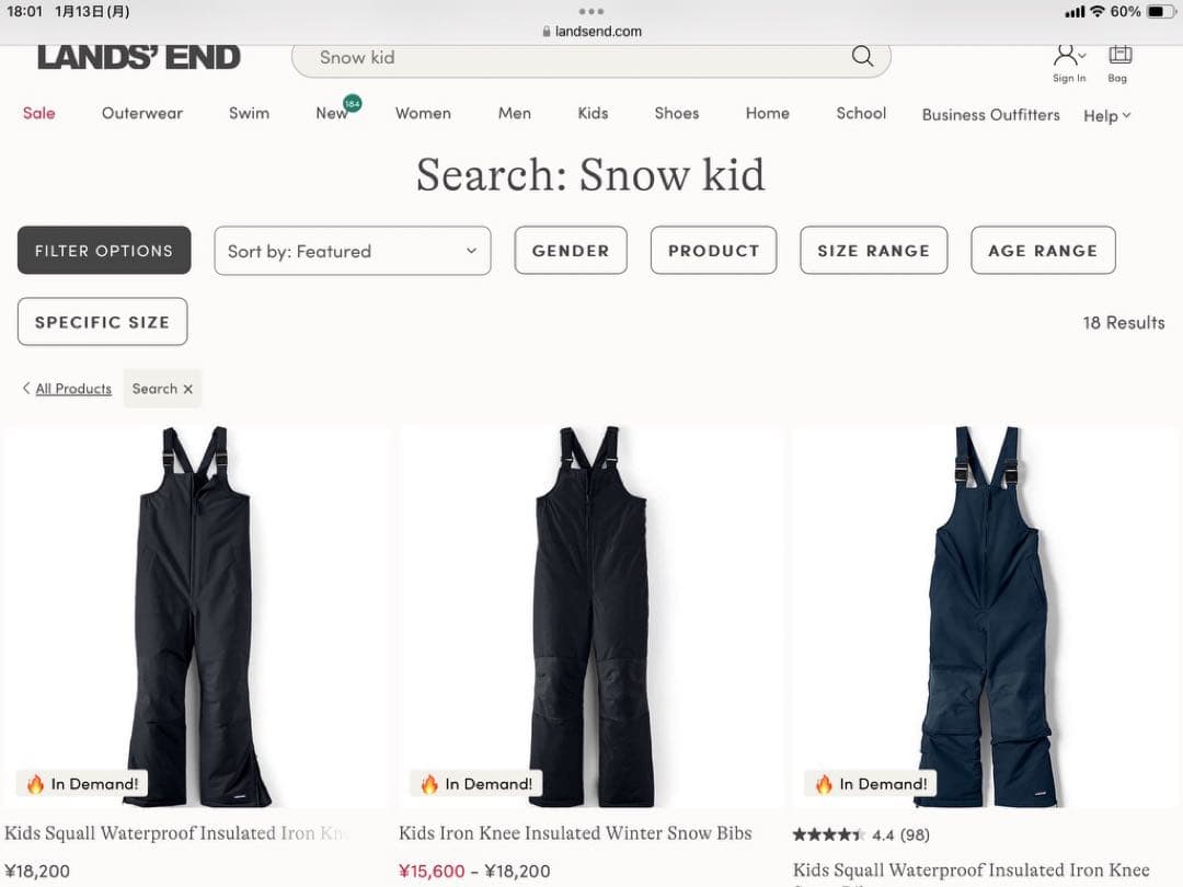 LAND'S END スノーウェア　上下セット　防水　5才　6才　110 120